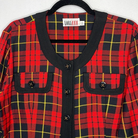 Vintage plaid cropped preppy shirt cardigan - Picture 2 of 8